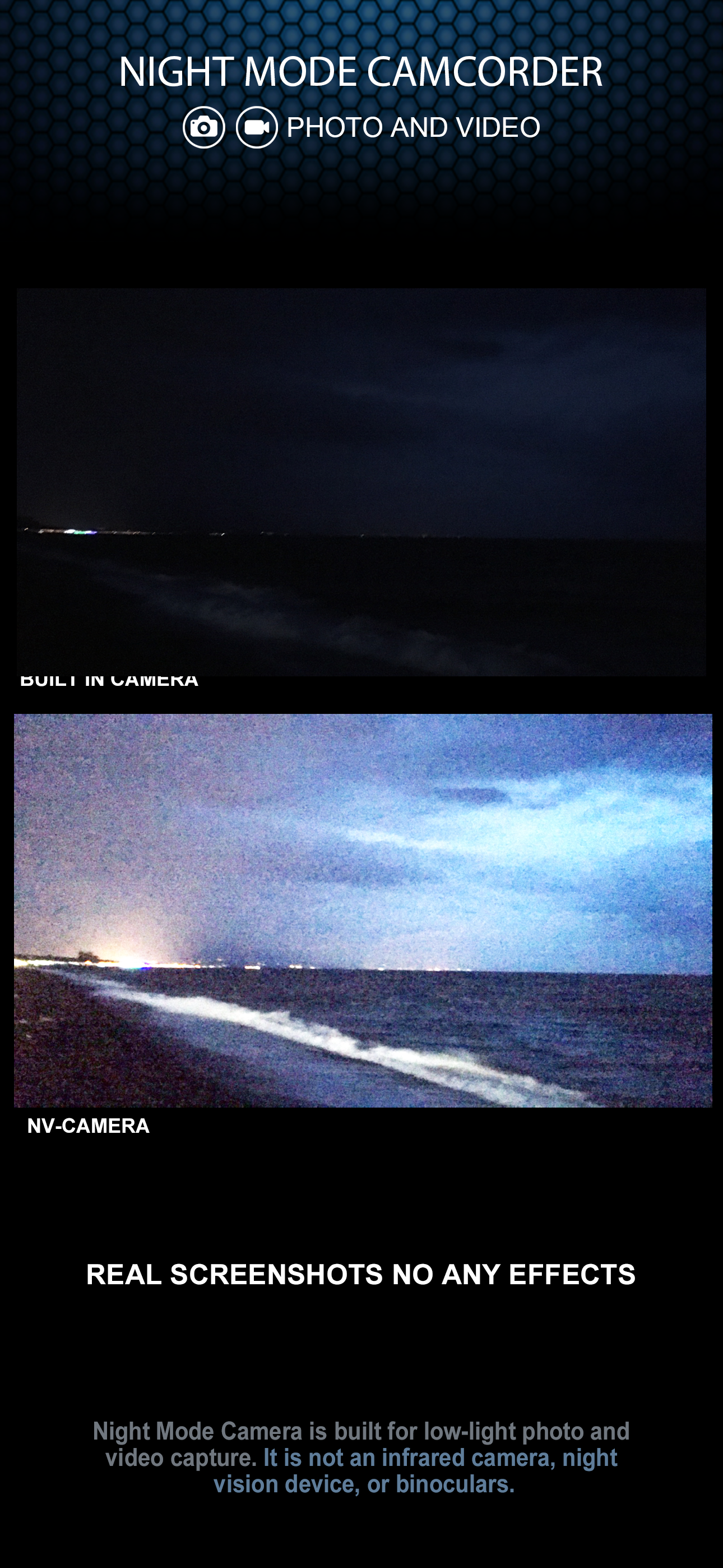 Night Mode Camera - Beach night comparison